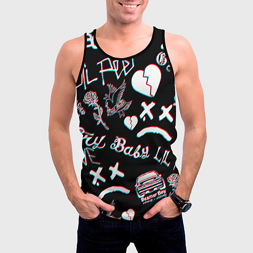 Мужская майка без рукавов LIL PEEP GLITCH / 3D-Черный – фото 3