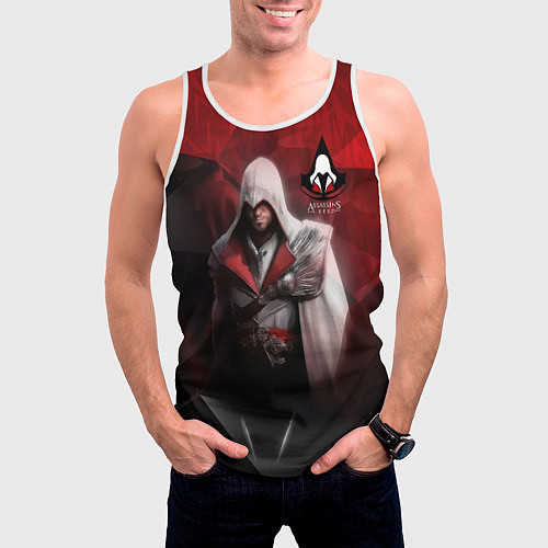 Мужская майка без рукавов Assasin's creed / 3D-Белый – фото 3