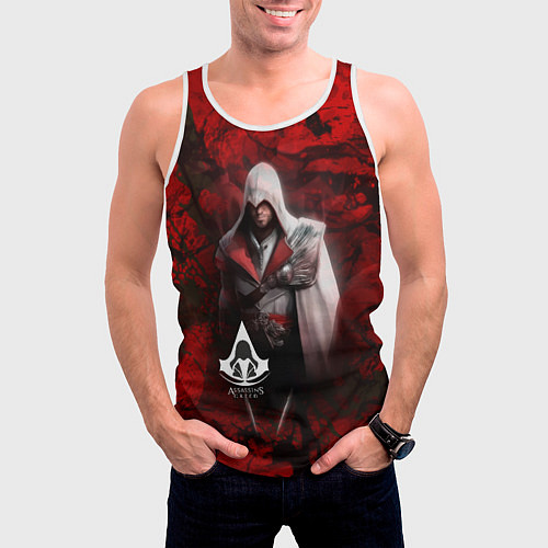 Мужская майка без рукавов Assasin's creed / 3D-Белый – фото 3