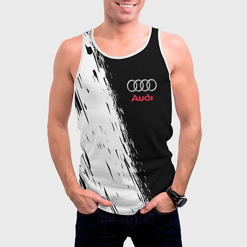 Мужская майка без рукавов AUDI / 3D-Белый – фото 3