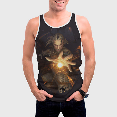 Мужская майка без рукавов Ведьмак / 3D-Белый – фото 3