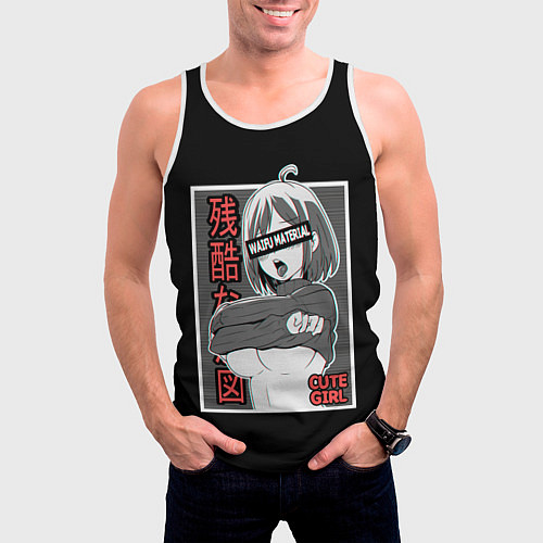 Мужская майка без рукавов Ahegao / 3D-Белый – фото 3