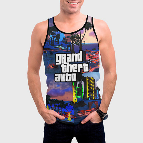 Мужская майка без рукавов GTA / 3D-Черный – фото 3