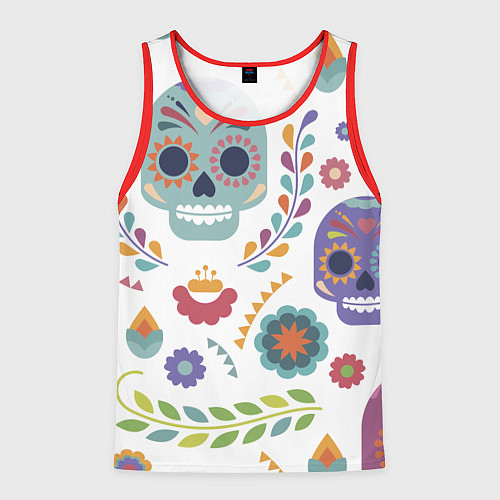 Мужская майка без рукавов Мексиканские мотивы / 3D-Красный – фото 1