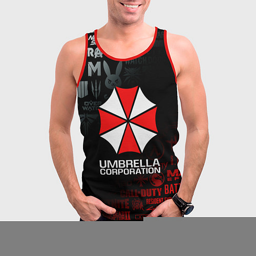 Мужская майка без рукавов RESIDENT EVIL UMBRELLA CORP / 3D-Красный – фото 3