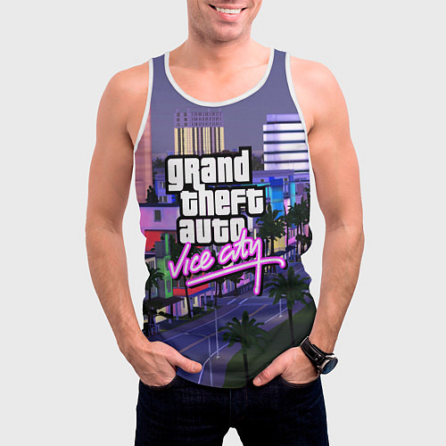 Мужская майка без рукавов Grand Theft Auto Vice City / 3D-Белый – фото 3