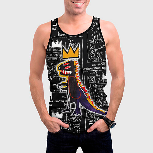 Мужская майка без рукавов Динозавр в короне от Баския / 3D-Черный – фото 3