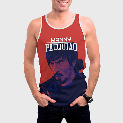 Мужская майка без рукавов Manny Pacquiao / 3D-Белый – фото 3