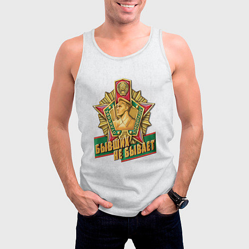 Мужская майка без рукавов Бывших не бывает погранвойска / 3D-Белый – фото 3