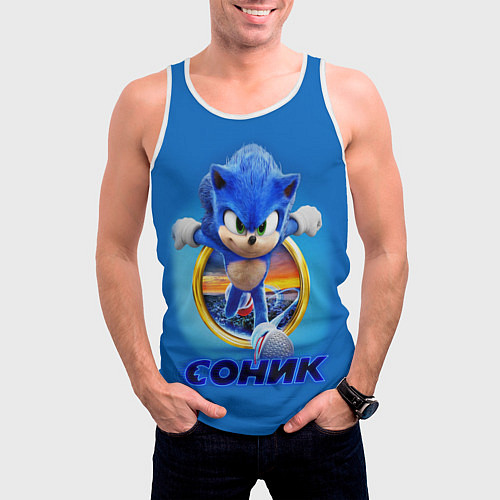 Мужская майка без рукавов SONIC / 3D-Белый – фото 3