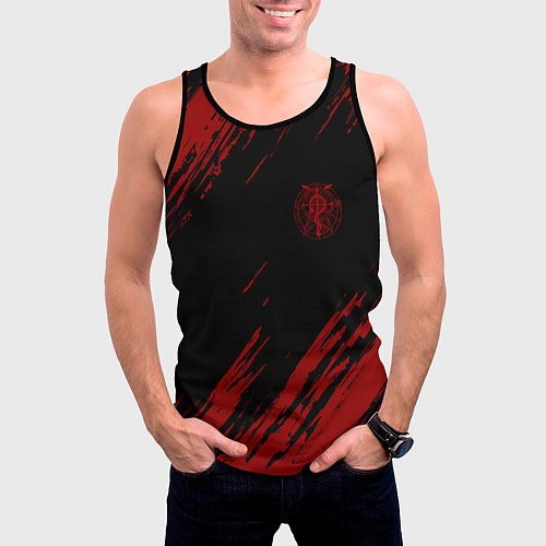 Мужская майка без рукавов Стальной алхимик / 3D-Черный – фото 3