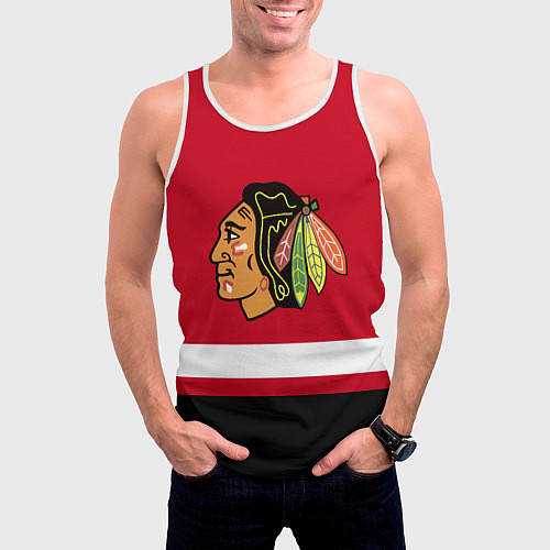 Мужская майка без рукавов Chicago Blackhawks / 3D-Белый – фото 3