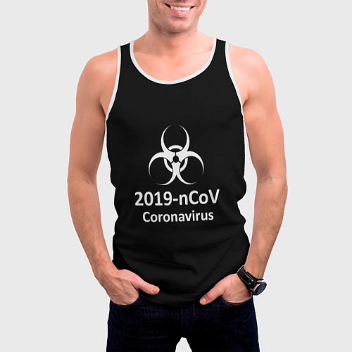 Мужская майка без рукавов NCoV-2019: Coronavirus / 3D-Белый – фото 3