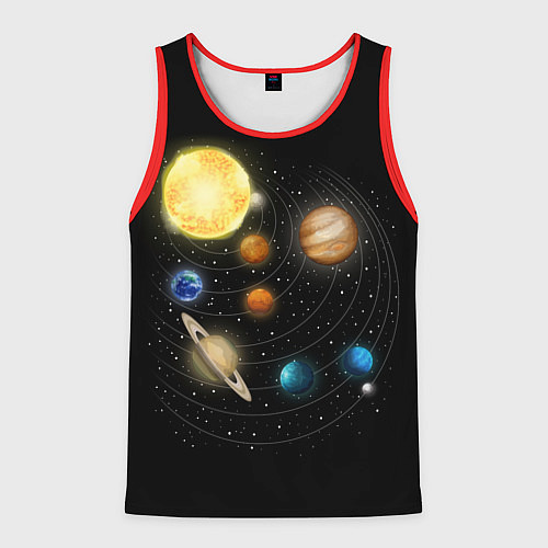 Мужская майка без рукавов Солнечная Система / 3D-Красный – фото 1