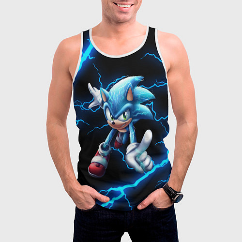 Мужская майка без рукавов SONIC / 3D-Белый – фото 3