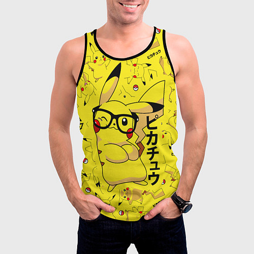 Мужская майка без рукавов ПИКАЧУ / 3D-Черный – фото 3