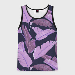 Майка-безрукавка мужская Tropical leaves 4 purple, цвет: 3D-черный