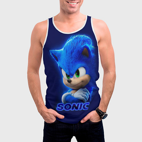 Мужская майка без рукавов SONIC / 3D-Белый – фото 3