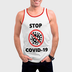Майка-безрукавка мужская STOP COVID-19, цвет: 3D-красный — фото 2