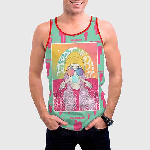 Мужская майка без рукавов Billie Eilish / 3D-Красный – фото 3