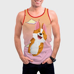 Майка-безрукавка мужская Милый корги, цвет: 3D-красный — фото 2