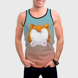 Майка-безрукавка мужская Милый корги, цвет: 3D-черный — фото 2