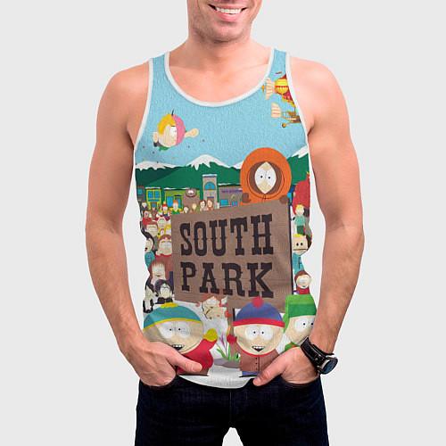 Мужская майка без рукавов Южный Парк / 3D-Белый – фото 3