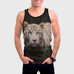 Майка-безрукавка мужская Белый тигр, цвет: 3D-черный — фото 2