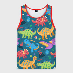 Майка-безрукавка мужская Арт с динозаврами, цвет: 3D-красный