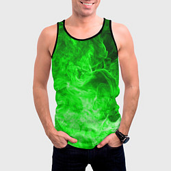 Майка-безрукавка мужская ОГОНЬ GREEN NEON, цвет: 3D-черный — фото 2