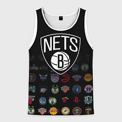 Майка-безрукавка мужская Brooklyn Nets 1, цвет: 3D-белый