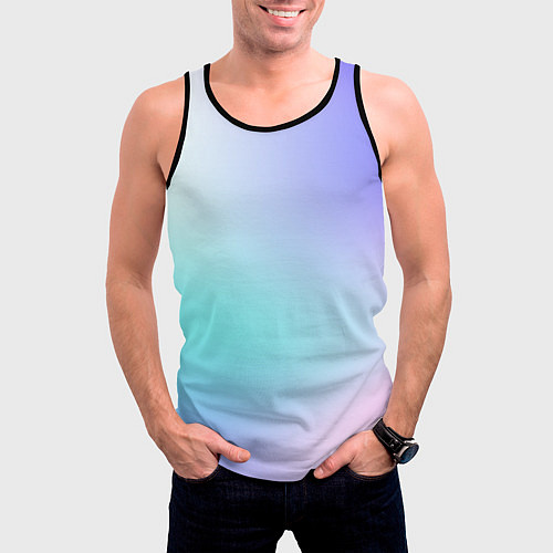 Мужская майка без рукавов Небесно голубой градиентный / 3D-Черный – фото 3