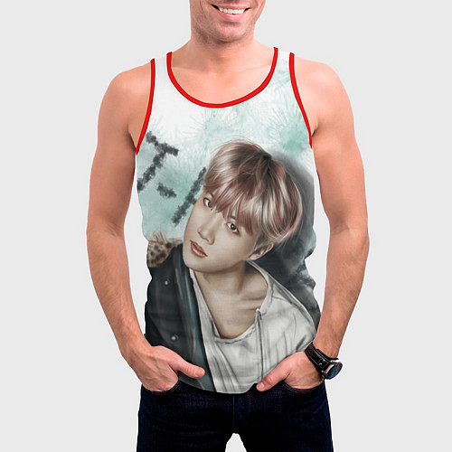 Мужская майка без рукавов BTS / 3D-Красный – фото 3