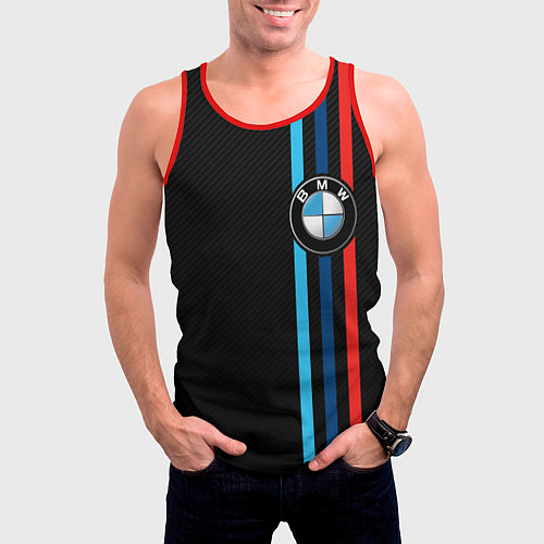 Мужская майка без рукавов BMW M SPORT CARBON / 3D-Красный – фото 3
