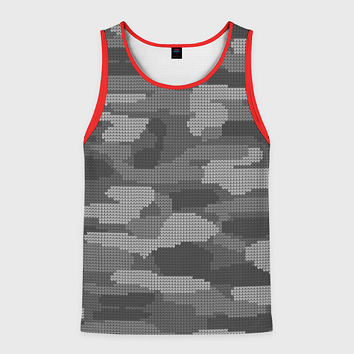 Мужская майка без рукавов ВЯЗАНЫЙ КАМУФЛЯЖ / 3D-Красный – фото 1