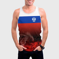 Майка-безрукавка мужская Россия огонь, цвет: 3D-белый — фото 2