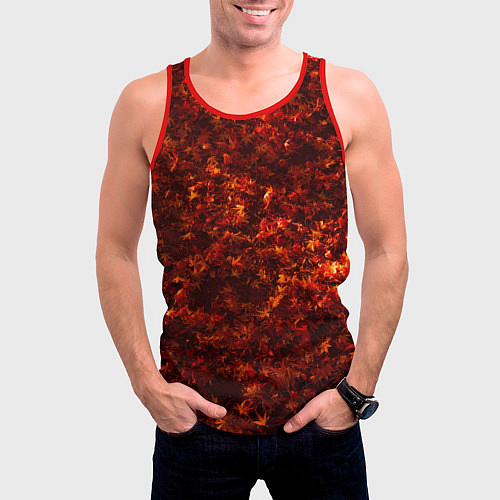 Мужская майка без рукавов Лиственной покров / 3D-Красный – фото 3
