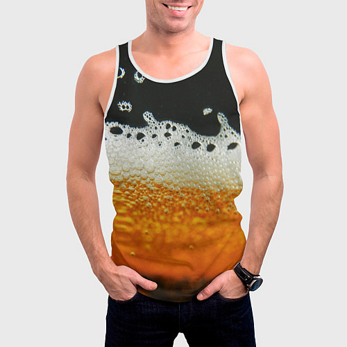 Мужская майка без рукавов ТЕМНОЕ ПИВО / 3D-Белый – фото 3
