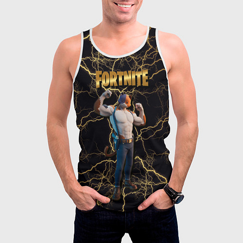 Мужская майка без рукавов Meowcles Fortnite 2 / 3D-Белый – фото 3