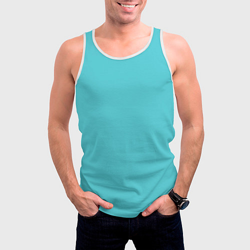 Мужская майка без рукавов Бирюза / 3D-Белый – фото 3