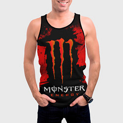 Майка-безрукавка мужская Red grunge monster energy, цвет: 3D-черный — фото 2