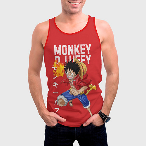 Мужская майка без рукавов Monkey D Luffy / 3D-Красный – фото 3