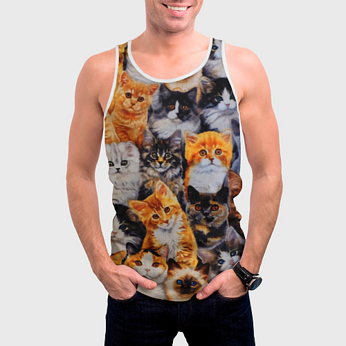 Мужская майка без рукавов КОТЯТКИ / 3D-Белый – фото 3