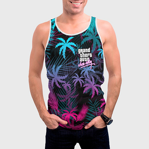 Мужская майка без рукавов GTA VICE CITY / 3D-Белый – фото 3