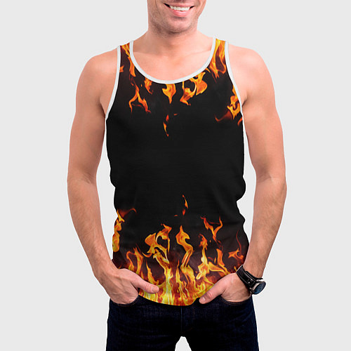 Мужская майка без рукавов FIRE ОГОНЬ / 3D-Белый – фото 3