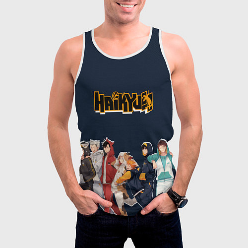 Мужская майка без рукавов Haikyuu / 3D-Белый – фото 3
