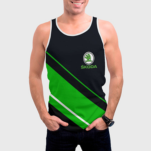 Мужская майка без рукавов SKODA / 3D-Белый – фото 3