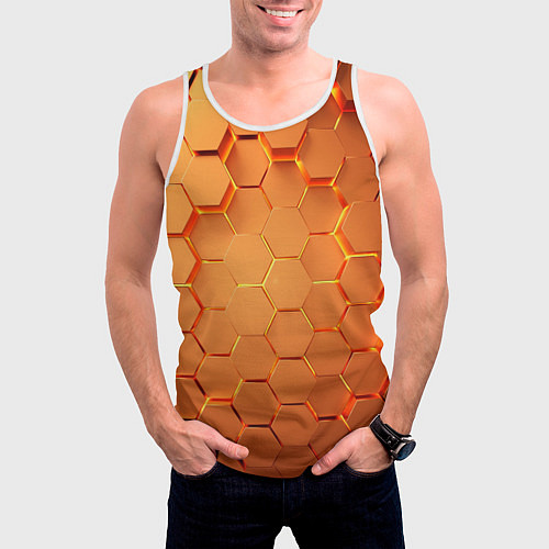 Мужская майка без рукавов Золотые 3D плиты / 3D-Белый – фото 3