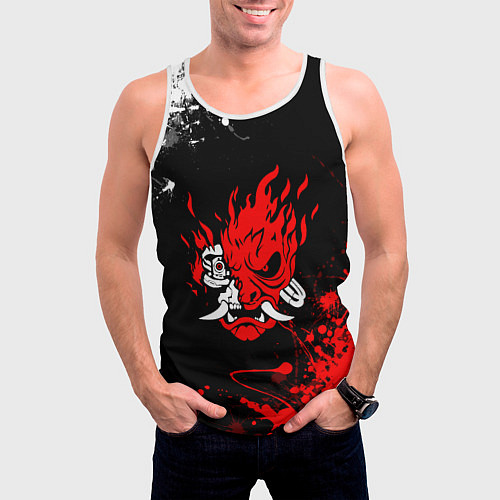 Мужская майка без рукавов CYBERPUNK 2077 / 3D-Белый – фото 3