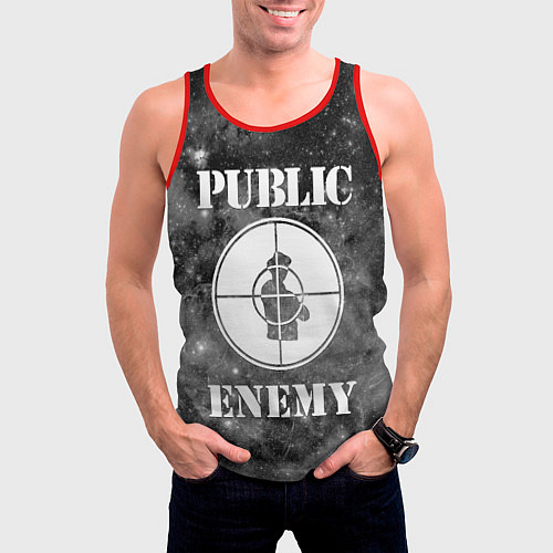 Мужская майка без рукавов PUBLIC ENEMY / 3D-Красный – фото 3